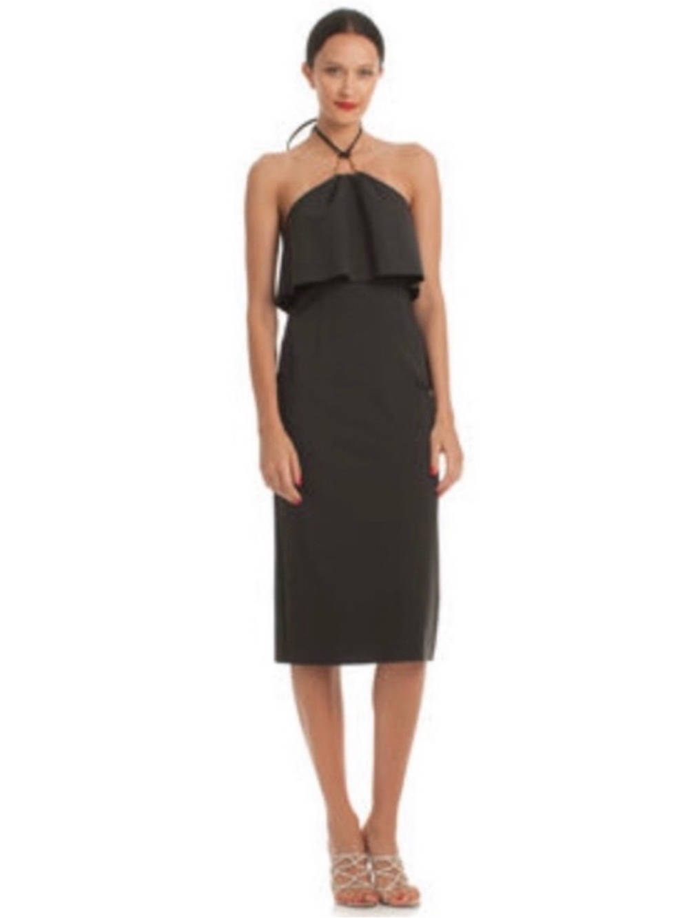 NWT Trina Turk Black Neoprene Soozy Halter Dress